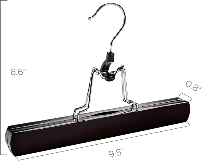 HOUSE DAY Wooden Pants Hangers 20Pack, Clamp Hangers with Felt Lining, Non-Slip Wooden Skirt Hanger with 360 Swivel Hook, Sturdy Jean Hanger