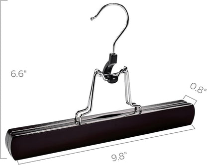 HOUSE DAY Wooden Pants Hangers 20Pack, Clamp Hangers with Felt Lining, Non-Slip Wooden Skirt Hanger with 360 Swivel Hook, Sturdy Jean Hanger