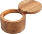 KITCHENDAO Acacia Wood Salt Cellar Bowl Box, Elegant Kitchen Holder Container with Swivel Magnetic Lid to Store Favorite Seasonings Pepper Spice or Bath, 6oz