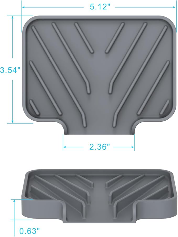 Sponge Holder for Kitchen Sink, Dish Sponge Holder & Soap Tray with Drain, Bathroom Sink Sponge Drying Rack & Perfect Organizer for Dispenser,Bottle,Cup on Sinks or Counter(5"x 3.5"Gray)