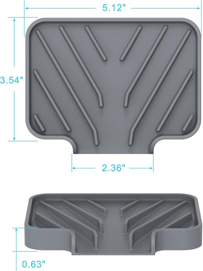 Sponge Holder for Kitchen Sink, Dish Sponge Holder & Soap Tray with Drain, Bathroom Sink Sponge Drying Rack & Perfect Organizer for Dispenser,Bottle,Cup on Sinks or Counter(5"x 3.5"Gray)