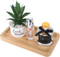 Natural Bamboo Vanity Tray Bathroom Tray Smooth and Thick Wooden Tray for Perfume Cotton Swabs Balls Candles Cosmetics Jewelry Makeup