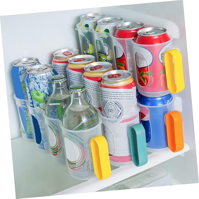 3pcs Soda Can Dispenser and Storage Box Fridge Organizer for Drinks Easy Access Can Holder Random Color