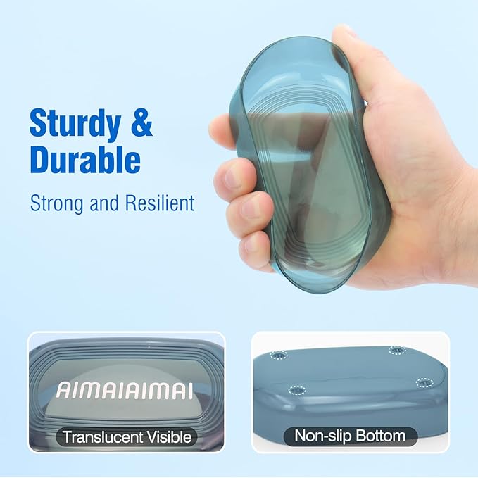 AIMAIAIMAI Travel Soap Container, Travel Soap Box with Removable Draining Layer for Camping, Gym (Blue Style A)