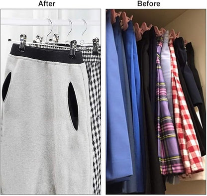 NORTHERN BROTHERS Pants Hangers with Clips, Heavy Duty 20 Pack, Adjustable Metal Pants Hanger, Skirt Hangers for Women Space Saving Hangers for Jeans Closet Organizers and Storage