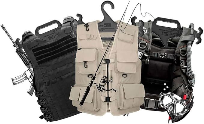 STG Heavy Duty Hanger, for Police Gear, Tactical Vest, Scuba Gear, Fishing Vest, Life Jacket, Scuba BCD and More - Tan