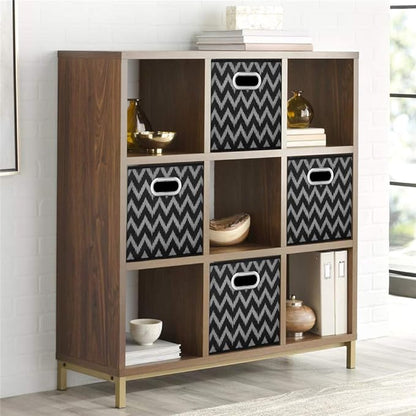 Collapsible Cube Storage Bins Chevron Cloth Storage Inserts Cubes Folding Fabric Storage Boxes 10.5x10.5 X 11 In Black Storage Baskets Drawer for Cube Organizer Storage QY-SC10-6