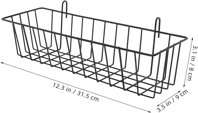 ULTECHNOVO Hanging Wire Basket Kitchen Storage Organizer over Cabinet Door Metal Wire Basket for Bathroom Toiletries and Pantry 12.40X3.54X3.14In Black