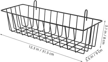 ULTECHNOVO Hanging Wire Basket Kitchen Storage Organizer over Cabinet Door Metal Wire Basket for Bathroom Toiletries and Pantry 12.40X3.54X3.14In Black