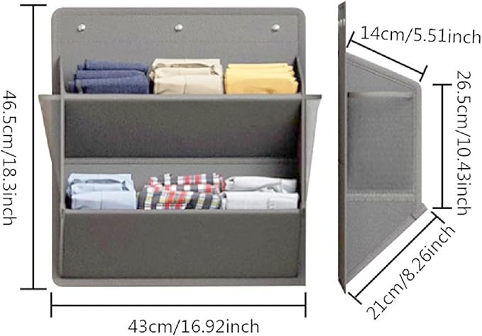 Wall Mounted Shoes Rack, Space Saving Wall Hanging Shoe Organizer, 2 Tier Shoes Holder Storage Organizer with Adhesive Hooks, for RV Campers Kitchen Office (Grey)