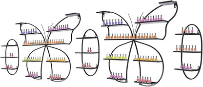 Butterfly Wall-Mounted Nail Polish Rack Set of 5-11LBs/Rack Capacity, Adjustable Cosmetic Display for Salon & Home Spa (Black)