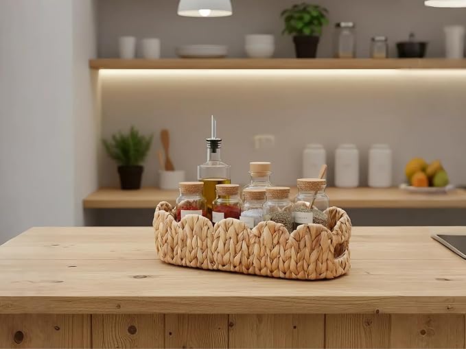 Coeusy Toilet Tank Basket,Toilet Paper Storage Basket Bathroom Counter Organizer Wicker Baskets for Organizing,Holds Up to 3 Mega Rolls,Natural Water Hyacinth Boho Decor Bathroom