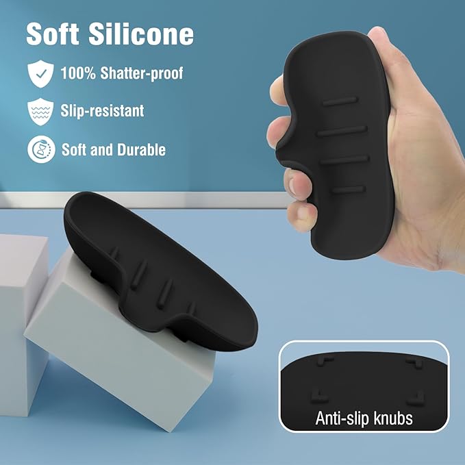 AIMAIAIMAI 3 Pack Soap Dish, Soap Dishes for Bathroom, Shower, Silicone Soap Bar Holder, Soap Tray for Kitchen, BPA-Free, Dishwasher Safe (Black)