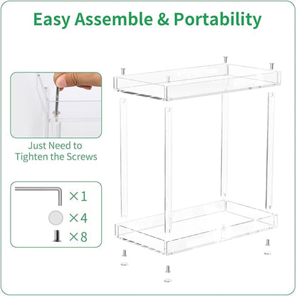 NPPLUS Acrylic Bathroom Counter Organizer, 2-Tier Tray Vanity Counter Organizer, Home Storage Holder for Makeup, Cosmetics & Perfume