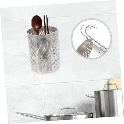 Stainless Steel Hanging Chopstick Holder Kitchen Cutlery Drying Rack Utensil Organizer with Mesh Drainage for Countertop Storage 5.82X3.54X3.54 Inches