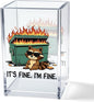 It's Fine I'm Fine Acrylic Cosmetic Pencil Pen Holder Cup, Funny Raccoon Dumpster Fire Pen Holder Cup, Raccoon Lover Gifts for Women Men, Office Sarcastic Gifts for Women Men Colleague Boss