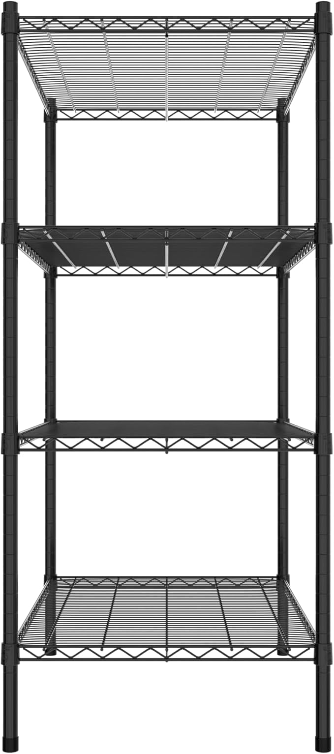 Commercial NSF Listed Black Epoxy Stationary Wire Shelving Kit 24" x 36" x 54", with 4 Shelves Perfect for Warehouse, Walk-in Refrigerator, Freezer, Grocery Store, Restaurant, Dishroom