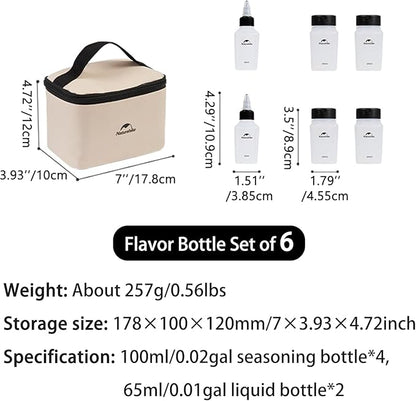windhike Naturehike PP 6/8 Pcs-Set Travel Spice Containers, Camping Spice Kit with Separable Storage Bag, Portable Anti-leakage Design Spice Condiment Dispenser for Picnic BBQ Backpacking Hiking (6)
