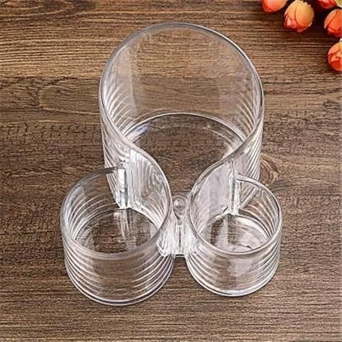 Acrylic Makeup Organizer Cosmetic Storage Display Case Makeup Brush Cotton Ball Pads Swab Q-tip Holder Lipstick Dispenser Canister Bathroom Container (5.5x5.3x4.6in, 3 Partitions, Clear)
