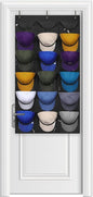 Dofilachy Hat Rack - Hat Organizer - Hat Racks for Baseball Caps, Visible Hat Holder - Baseball Hat Rack for Wall Door with 3 Hooks, 18 Deep Pockets(Black, medium)