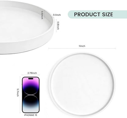 1 Pack 11" Bathroom and Vanity Tray, ABS Bathroom Counter Organizer, Coffee Table Decor for Perfume, Candles, Keys &More. Kitchen Countertop Organizer, Decorative Tray Soap Holder, White