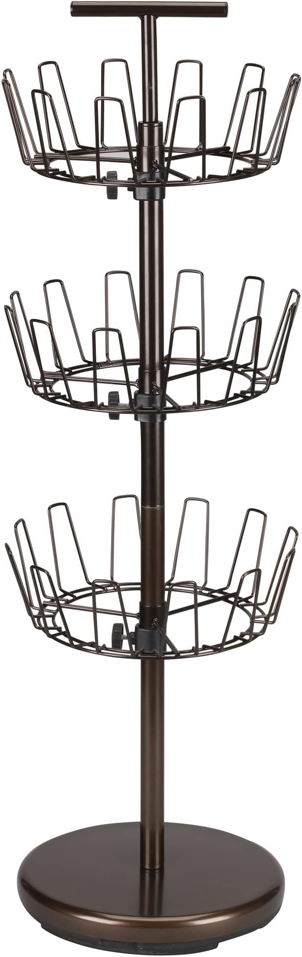 Household Essentials 2138 Three-Tier Adjustable Revolving Shoe Rack | Bronze