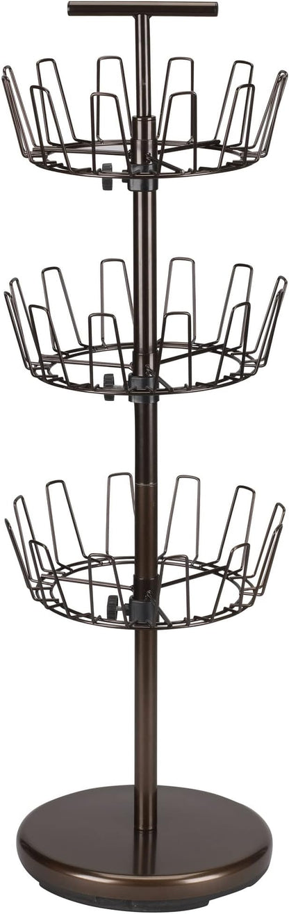Household Essentials 2138 Three-Tier Adjustable Revolving Shoe Rack | Bronze