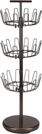 Household Essentials 2138 Three-Tier Adjustable Revolving Shoe Rack | Bronze