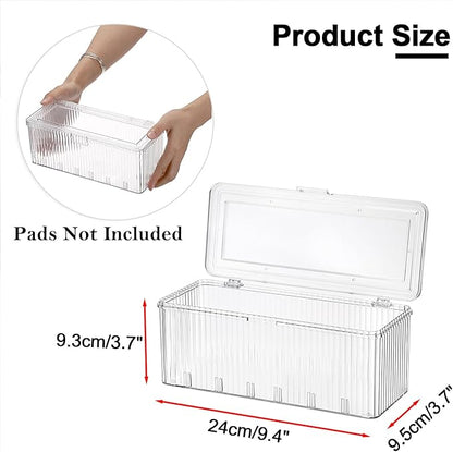 Plastic Clean Pads Holder Rectangular Pad Dispenser for Makeup Desktop Organizer with Lid for Bathroom Vanity