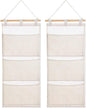 2 Pcs Fish Extender Hanging Pockets 3 Pocket Innovation Storage Bag Hanging Organizer Linen Cotton Wall Storage Bag for Cruise Cabin Door Closet Gifts