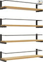 OROPY Spice Rack Wall Mounted, Rustic Wood Hanging Rack for Over The Stove, Kitchen Wall, 4 Pack