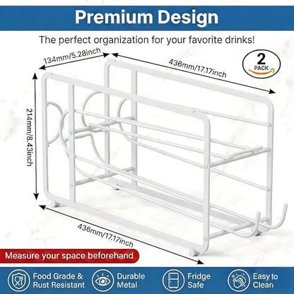 Canyave Soda Can Organizer Storage Rack, 2 Pack Stackable Beverage Soda Can Dispenser Organizer Holder for Refrigerator, Cabinet, Pantry (White)
