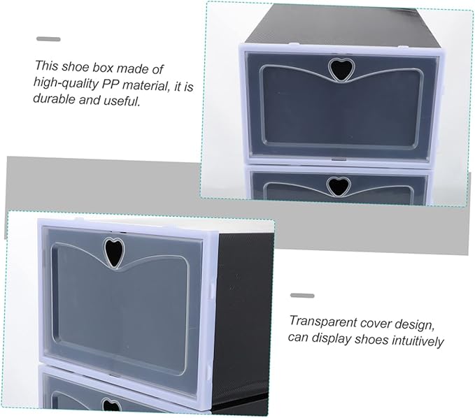 Luxshiny 6Pcs Shoe Storage Boxes with Transparent Lid Practical Shoe Organizers for Easy Access Stackable Closed Shoe Containers for Sneaker Shoe Organization
