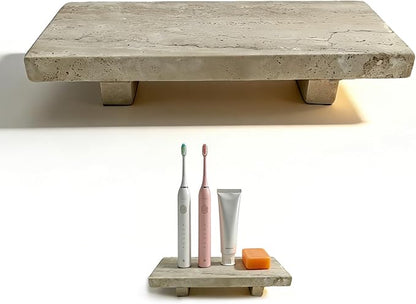 Stone Sink Tray, 8.66 x 3.54 x 1.42 Inches Travertine Tray, Soap Stand for Kitchen Sink, Marble Bathroom Tray for Razors, Jewelry, Toothbrush Holders, Hand Soap