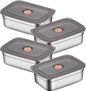 Fridge Storage Box 316 Stainless Steel Food Storage Containers | Food Grade, Leakproof Kitchen Organizer | Freshness Locking, Microwavable & Freezer Safe (1000ml Pack Of 04)