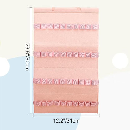Felt Hanging Headband Holder with 40 Elastic Bands Bow Hanger Pink Wall Headbands Display Organizer Ribbon Hair Hoops Storage Hairbands Hair Accessory Holder for Home Women Hair Bows