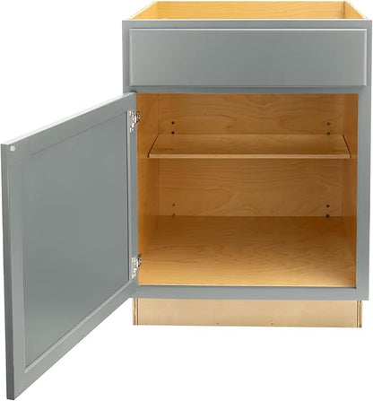 Quicklock RTA (Ready-to-Assemble) | Base Kitchen Cabinets - Shaker Style | Made in America (Magnetic Gray, 24" Wx34.5 Hx24 D Base)