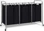 STORAGE MANIAC 5 Section Laundry Sorter, 5 Bins Rolling Separator Laundry Basket, Dirty Clothes Hamper Divider with Heavy Duty Rolling Lockable Wheels, Large Clothes Organizer Cart, Black