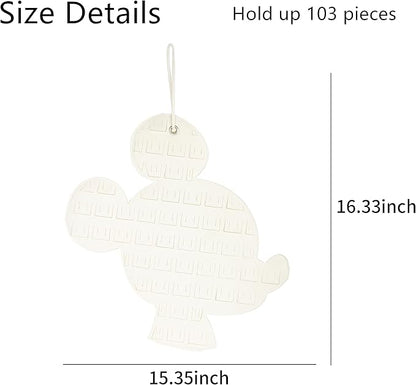 Hanging Brooch Organizer - Enamel Pin Display, Cute Cartoon Shape Storage Holder for Brooch Pins (Beige-Mouse)
