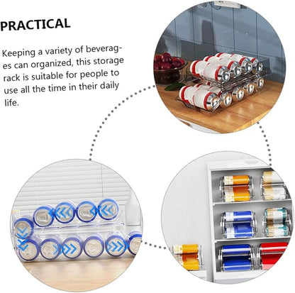 VALICLUD Transparent Beverage Can Dispenser for Refrigerator Space-saving Fridge Soda Organizer with Automatic Rolling Large Capacity Storage Rack for Kitchen Pantry and Freezer