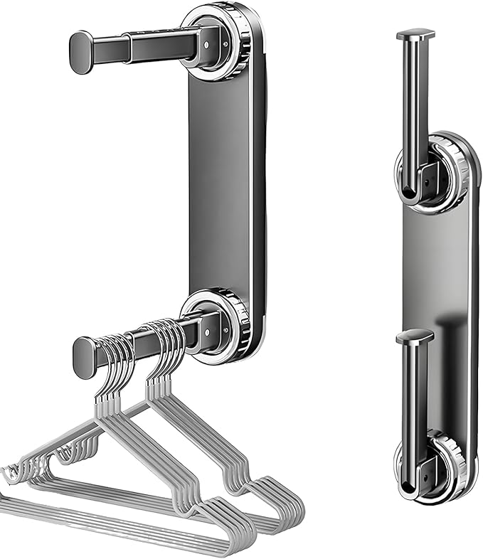 Hanger Organizer with Suction Cup, 2pc, with Suction Cup, Hangers Storage, Two-Tier Suction Hanger Organizer, No-Drill Easy Mount, not Include Hangers (Grey)