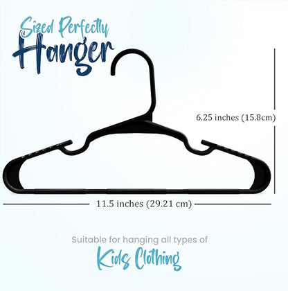 Utopia Home Kids Hangers 100 Pack - Plastic Baby Hangers for Closet - Childrens Hanger for Clothes & Infant Hanger for Closet - for Everyday Standard Use (Black)