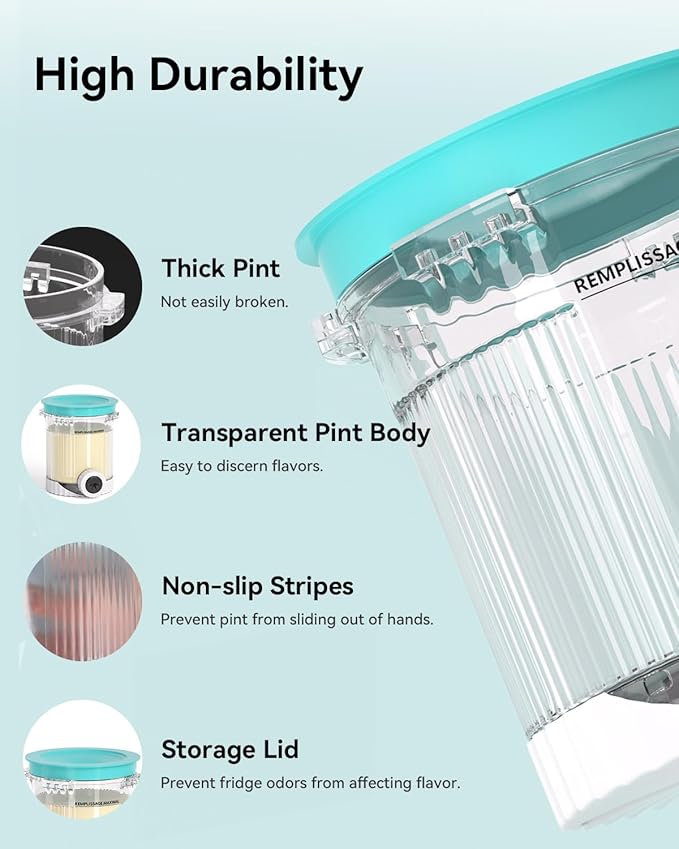 Creami Swirl Pints and Lids NC701 NC701C Compatible with Ninja Swirl CREAMi Ice Cream and Soft Serve Maker (NC700 Series), Food-grade & Dishwasher Safe, Creami Swirl Containers NC701, 4 Pack