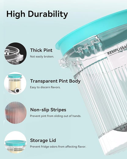 Creami Swirl Pints and Lids NC701 NC701C Compatible with Ninja Swirl CREAMi Ice Cream and Soft Serve Maker (NC700 Series), Food-grade & Dishwasher Safe, Creami Swirl Containers NC701, 4 Pack