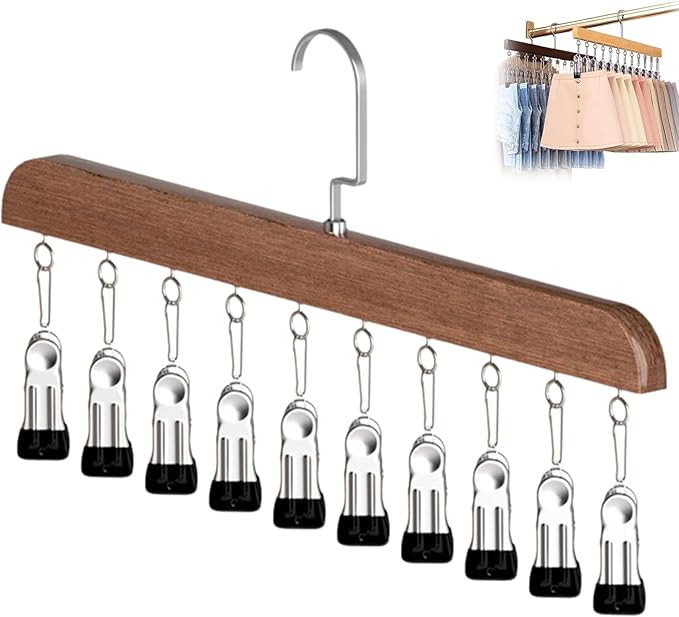 Closet Organizer with 10 Clips, Space Saving Hanging Closet Organizer, Space-Saving Closet Organizers and Storage with Sturdy Steel Non-Slip Clips (1, Vintage)