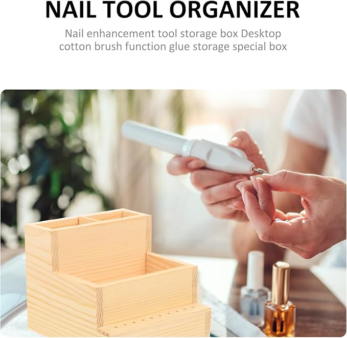 Nail Drill Bits Holder Wooden 10 Holes Manicure Bit Display Stand Nail Art Polishing Grinding Drill Bit Organizer for Makeup Organizer Drill Bit Log Small Pencil Holder Office