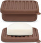 Superior Leak-Proof Silicone Travel Soap Case with Drainage Lid/Layer, Compact Bar Soap Container, Durable Soap Holder for Camping, Gym, and Travel Size Toiletries (Mocha-Mousse)