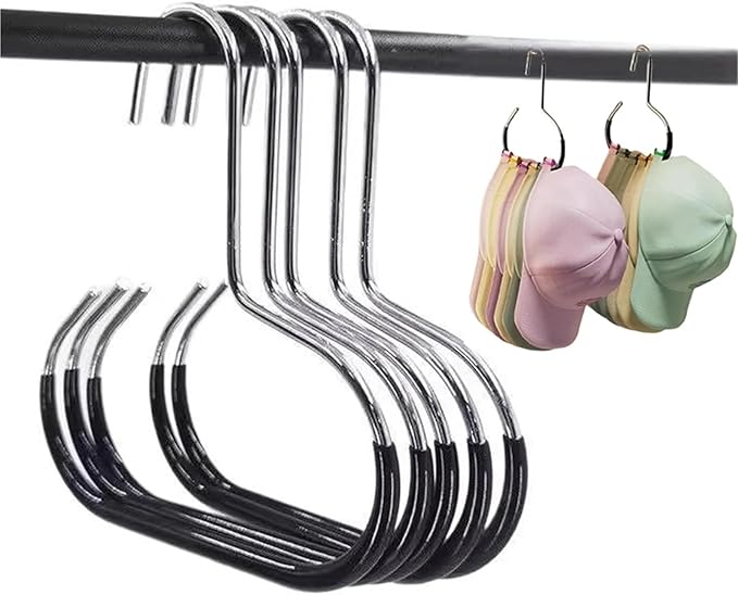 Hat Hanger 20Pcs Versatile Manganese Steel Round Hook Hat Hanger Storage Hook Scarf Towel Hanging Rack for Closet Door Wall(Black White)