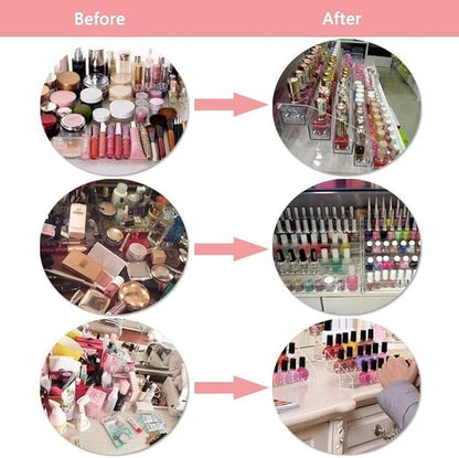 5 Tiers Acrylic Clear Plastic Nail Polishes Organizer Lipstick Holder Display Stands Essential Oils Storage Rack Dropper Bottles for Cosmetics Shop Store Display Toy Candy Holder Goods Shelf Show Case