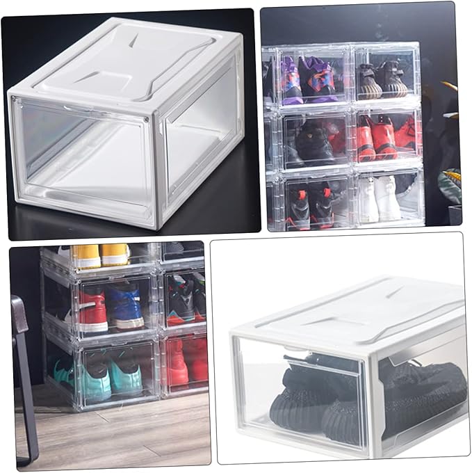 1pc Shoe Storage Box Clamshell Design for Easy Access Stackable Sneaker Organizer Small for Closet Display Environmental Protection Material